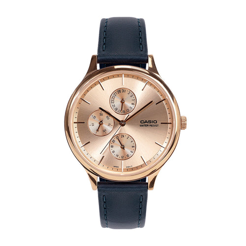 Casio Rose Gold Dial Blue Leather Strap Women's Watch LTP-SN7YRL-4A - view 1