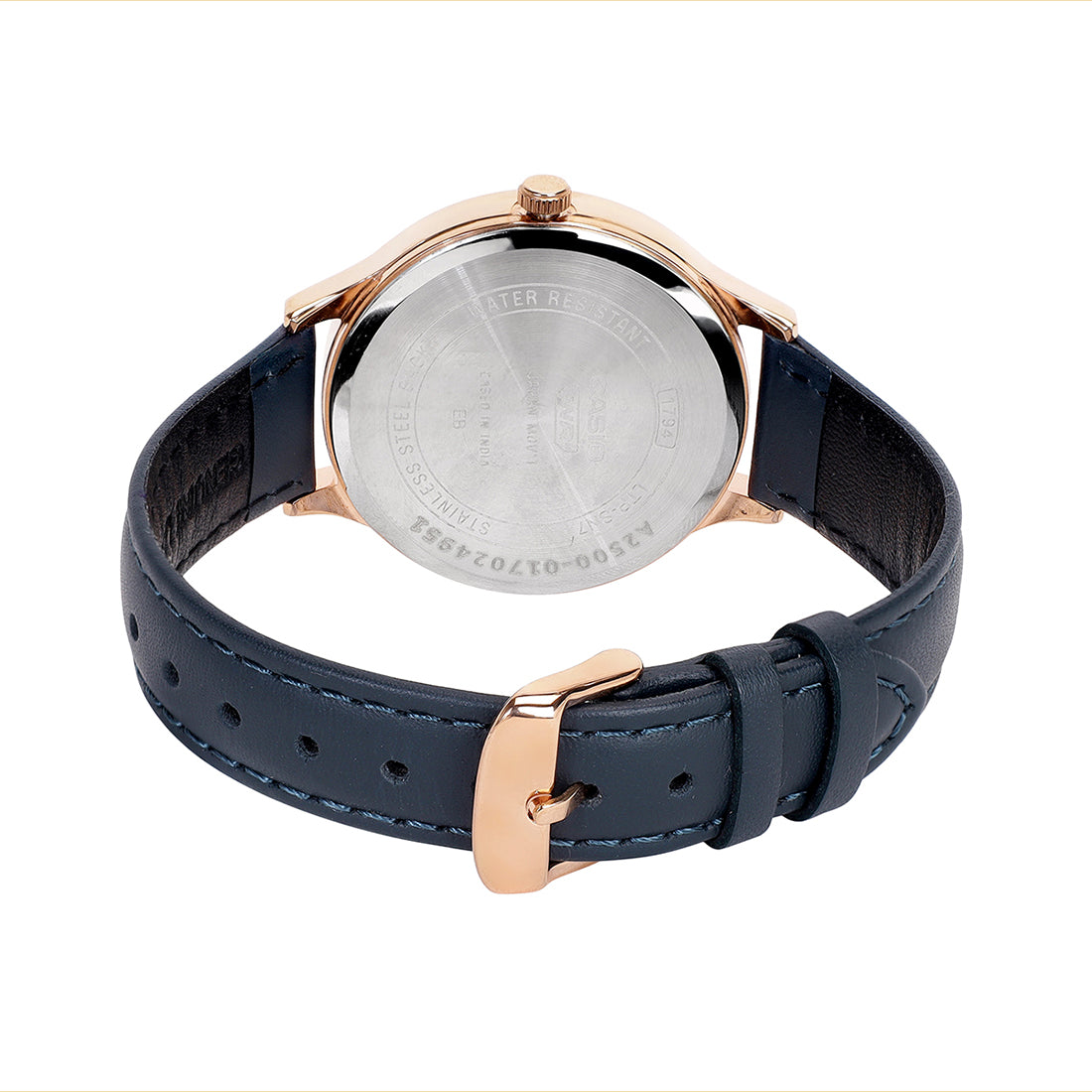 Casio Rose Gold Dial Blue Leather Strap Women's Watch LTP-SN7YRL-4A - view 5