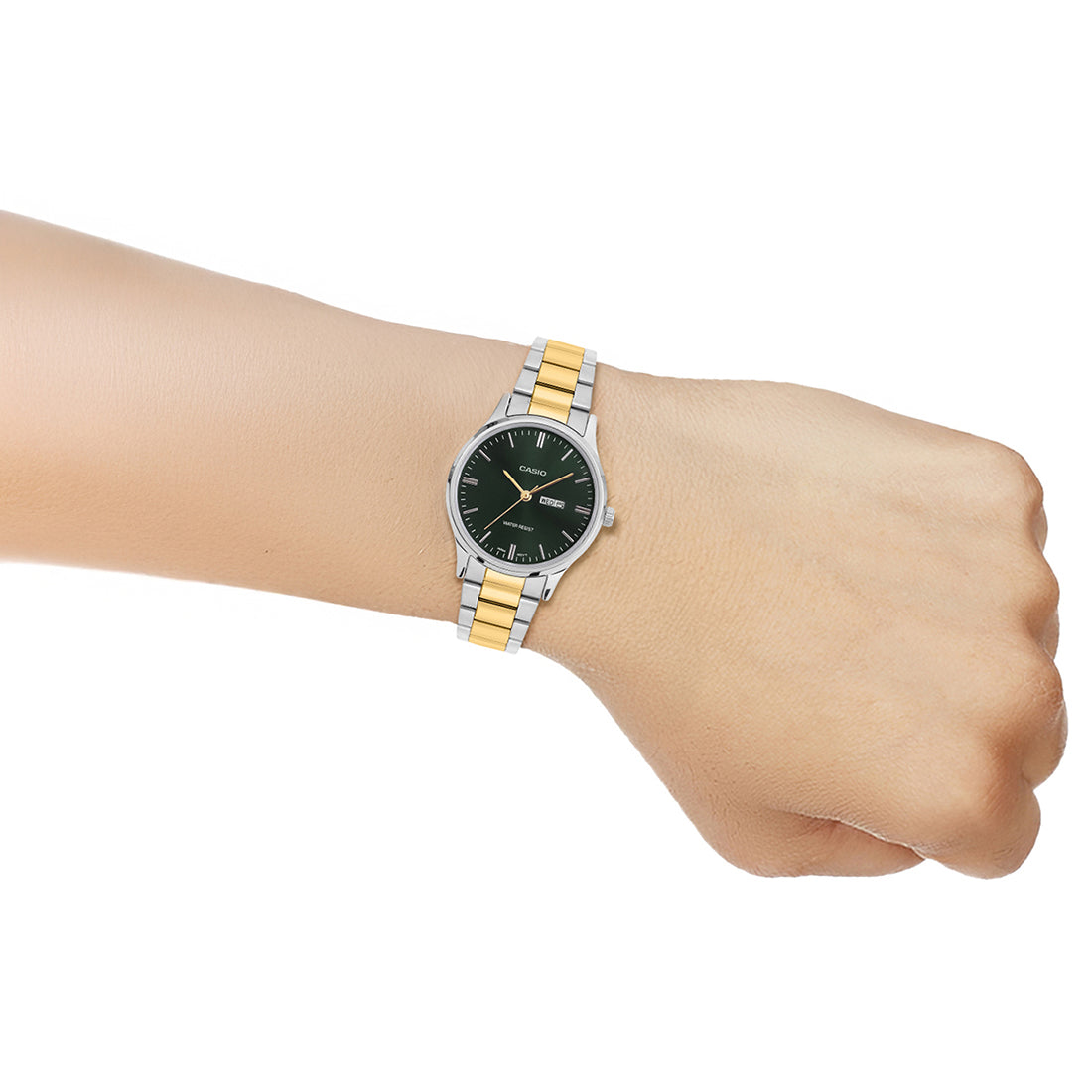 Casio Analog Green Dial Two-Tone Stainless Steel Strap Women's Watch LTP-SN8YSG-3B - view 7