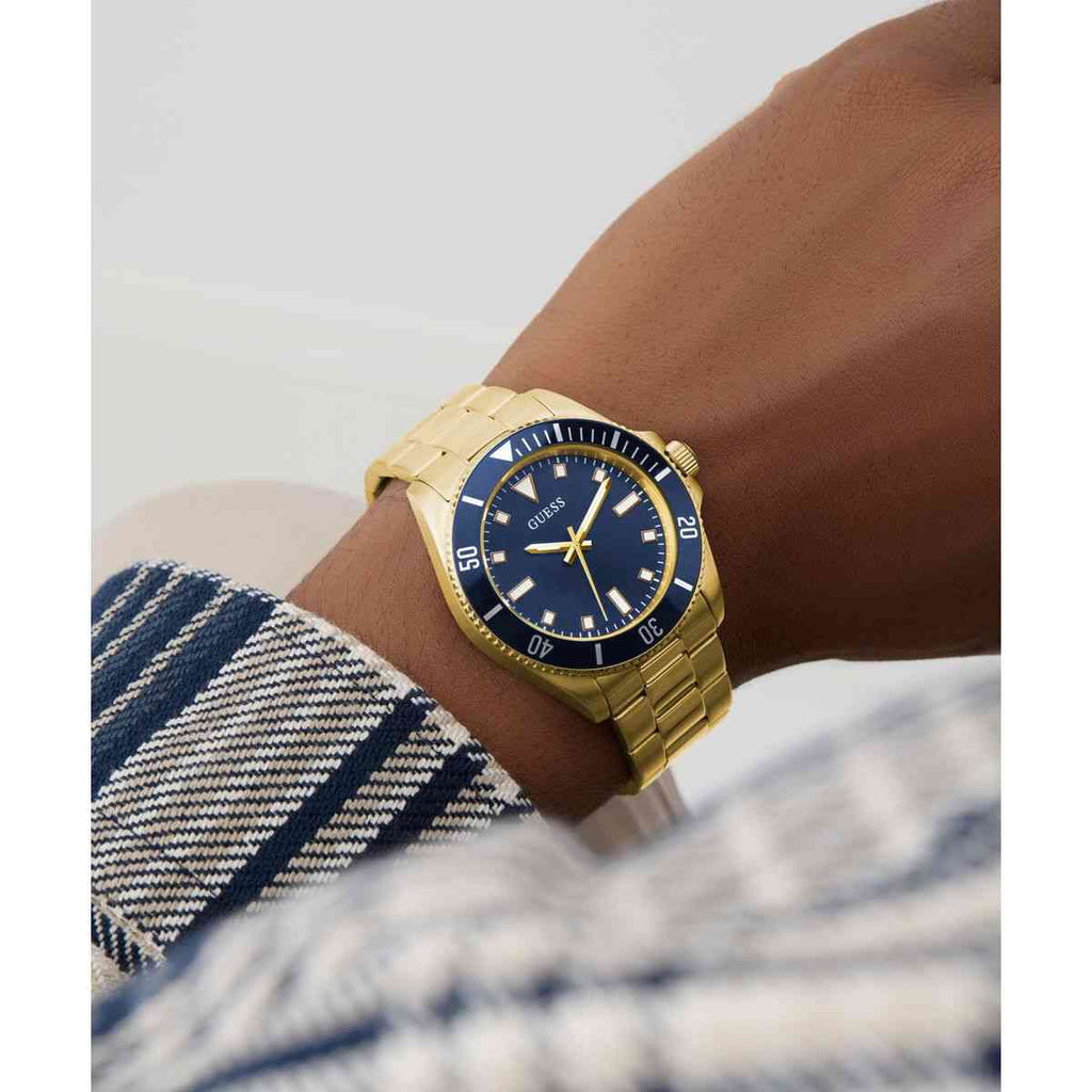 Guess Blue Dial Gold-Tone Strap Men's Watch GW0968G2 - view 5