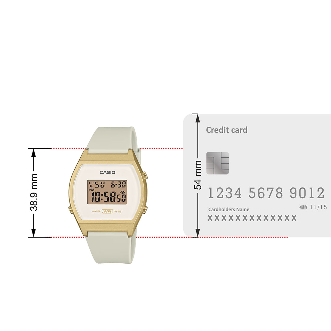 Casio Digital Cream Digital Dial Cream Resin Strap Women's Watch LW-204-9A - view 5