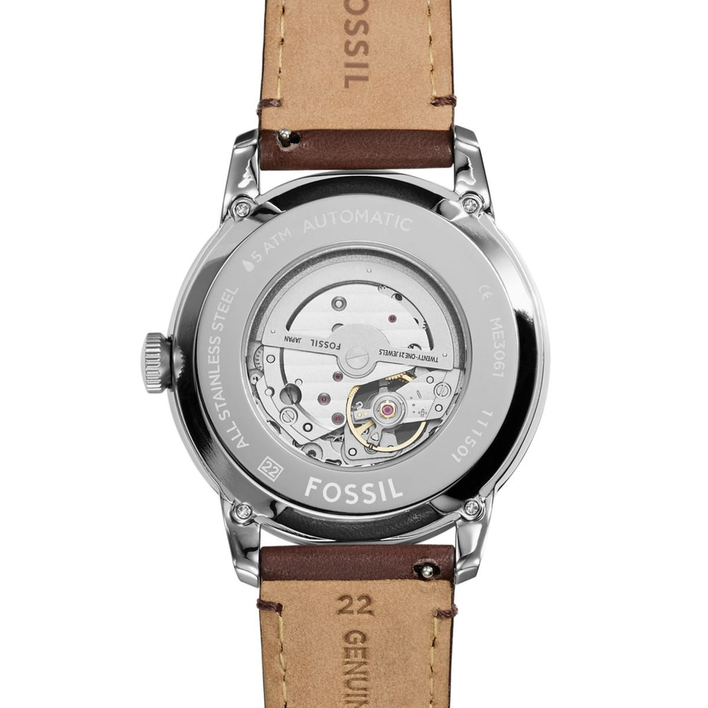 Fossil Townsman Automatic Black Dial Brown Leather Strap Men's Watch ME3061 - view 4
