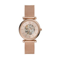 Fossil Carlie Automatic Rose Gold Dial Rose Gold-Tone Mesh Strap Women's Watch ME3175 - view 1
