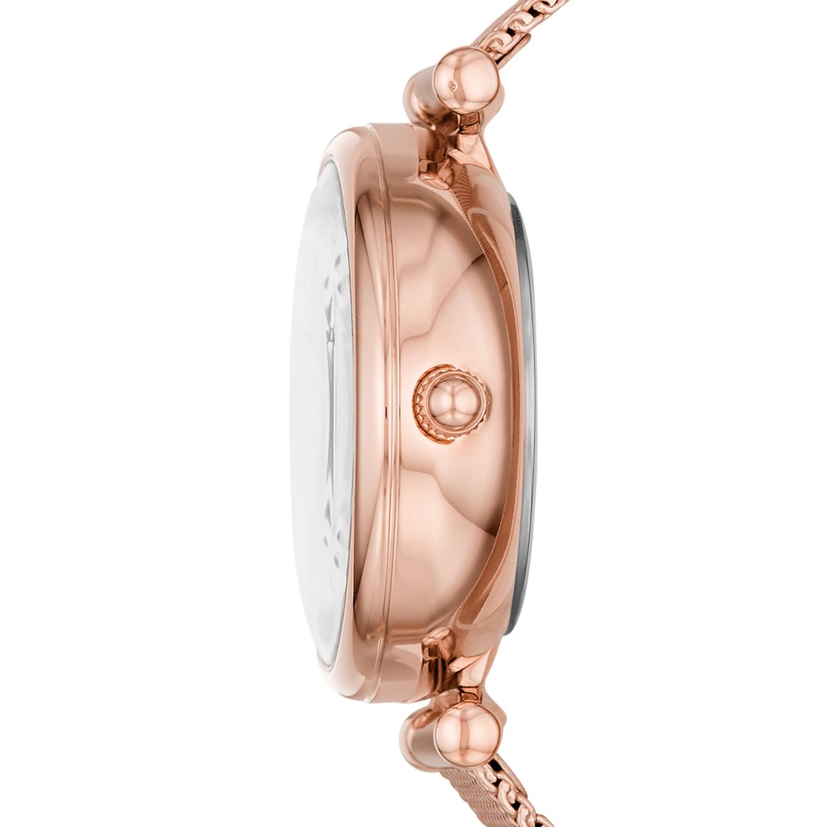 Fossil Carlie Mini Automatic Mother-of-Pearl Dial Rose Gold-Tone Mesh Strap Women's Watch ME3188 - view 3