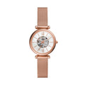 Fossil Carlie Mini Automatic Mother-of-Pearl Dial Rose Gold-Tone Mesh Strap Women's Watch ME3188 - view 1