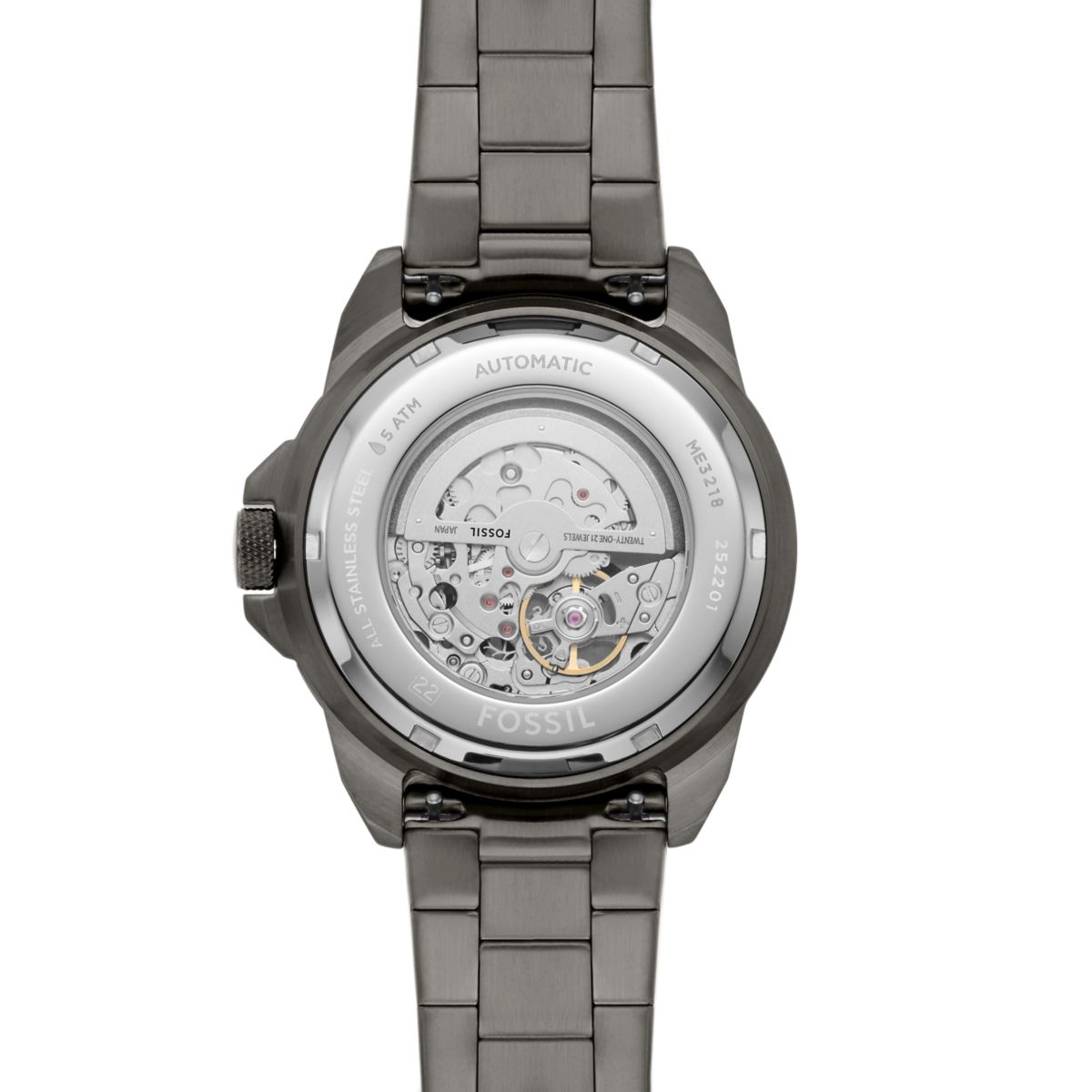 Fossil Bronson Automatic Black Dial Smoke Stainless Steel Strap Men's Watch ME3218 - view 4