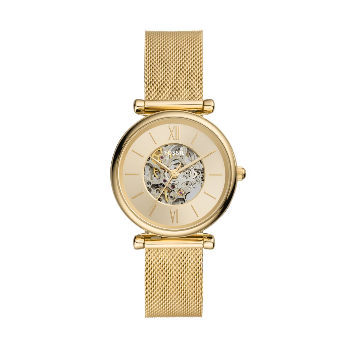 Fossil Carlie Automatic Gold Dial Gold-Tone Mesh Strap Women's Watch ME3250 - view 1