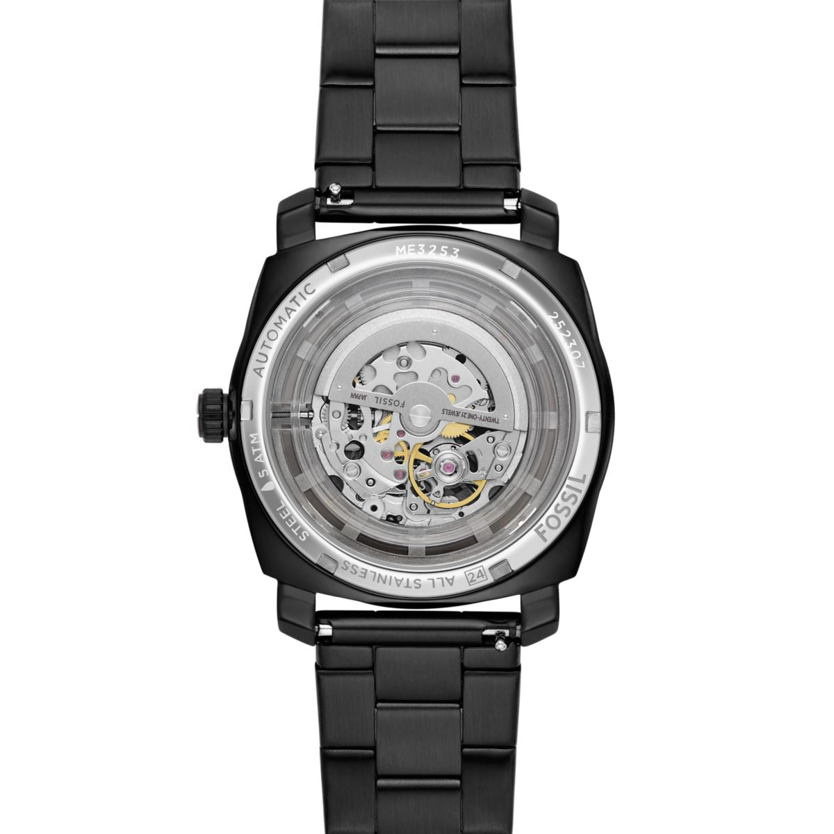 Fossil Machine Automatic Black Dial Black Stainless Steel Strap Men's Watch ME3253 - view 7