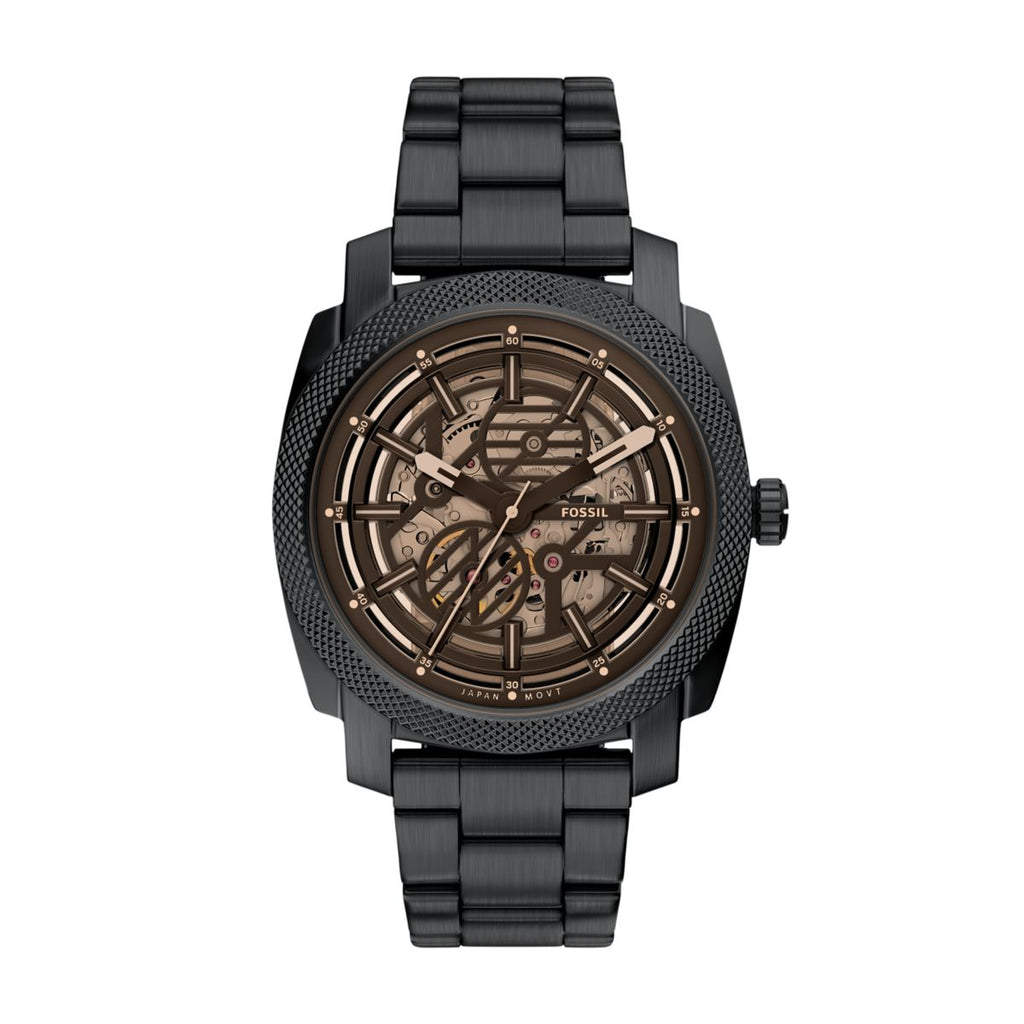 Fossil Machine Automatic Black Dial Black Stainless Steel Strap Men's Watch ME3253 - view 1