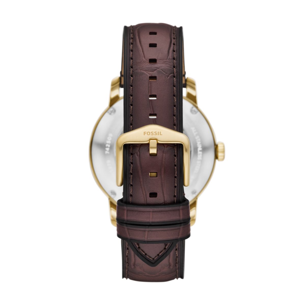 Fossil Heritage Automatic Gold-Tone Skeleton Dial Brown Croco Leather Strap Men's Watch ME3279 - view 2