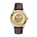Fossil Heritage Automatic Gold-Tone Skeleton Dial Brown Croco Leather Strap Men's Watch ME3279 - view 1