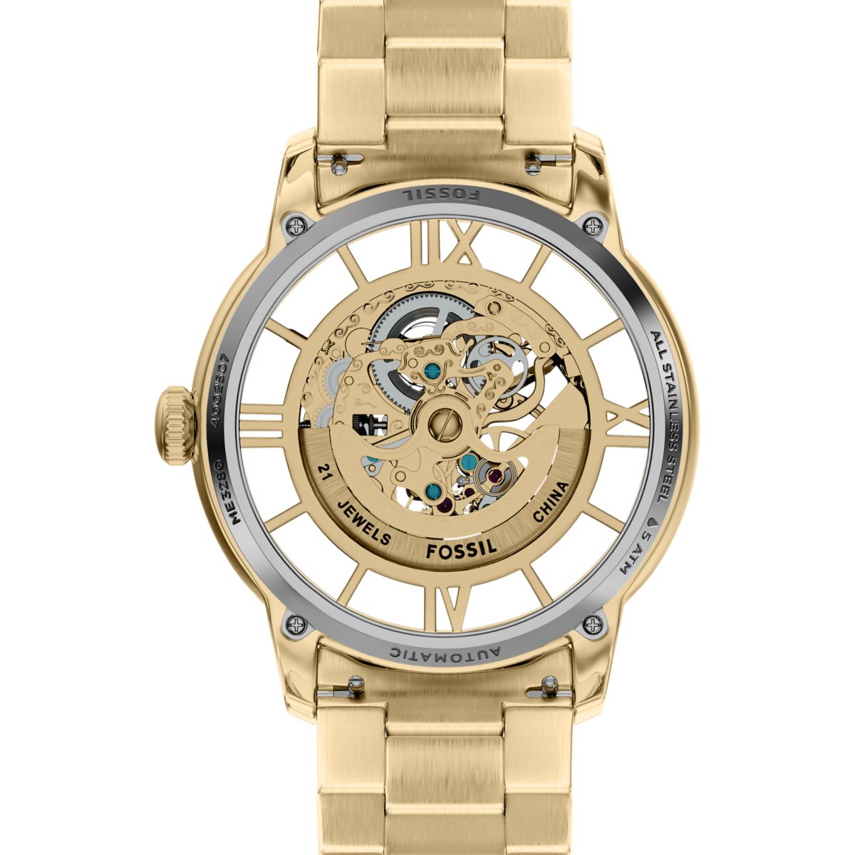 Fossil Townsman Automatic Gold-Tone Skeleton Dial Gold-Tone Stainless Steel Strap Men's Watch ME3280 - view 7
