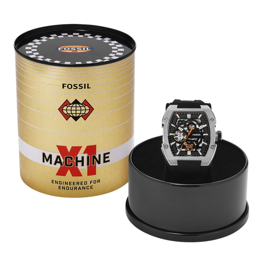 Fossil Machine X-1 Automatic Black Skeleton Dial Black Silicone Strap Men's Watch ME3282 - view 5