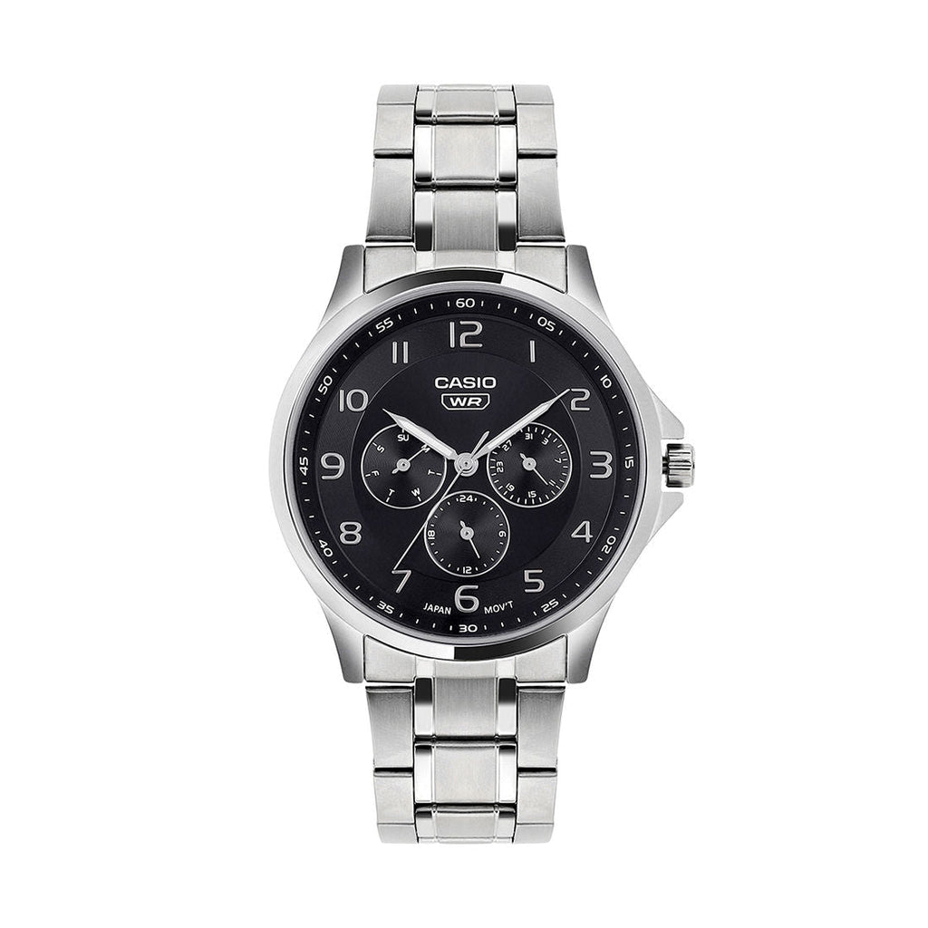 Casio Analog Black Dial Silver Stainless Steel Strap Men's Watch MTP-SN2KD-1A - view 1
