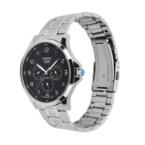 Casio Analog Black Dial Silver Stainless Steel Strap Men's Watch MTP-SN2KD-1A - view 2