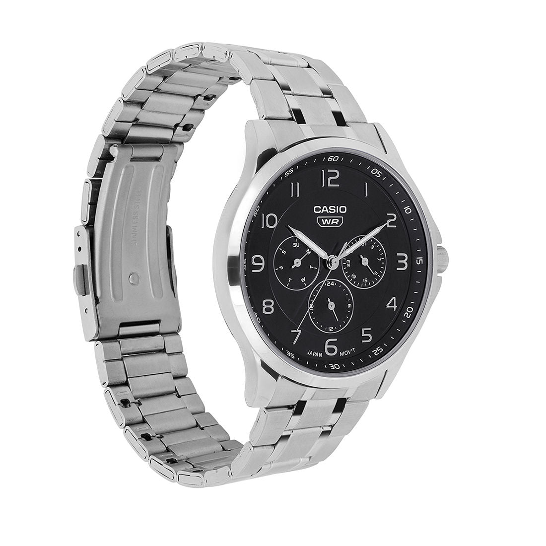 Casio Analog Black Dial Silver Stainless Steel Strap Men's Watch MTP-SN2KD-1A - view 3