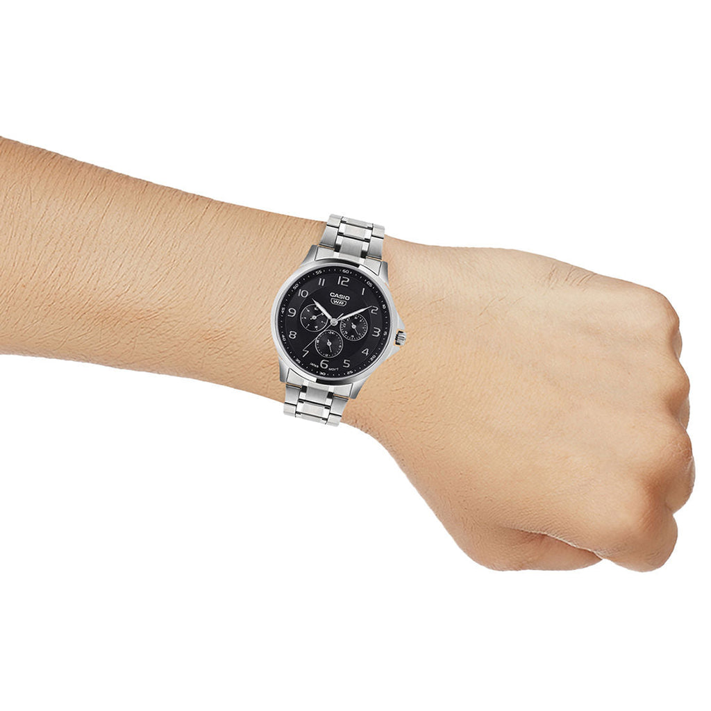 Casio Analog Black Dial Silver Stainless Steel Strap Men's Watch MTP-SN2KD-1A - view 7