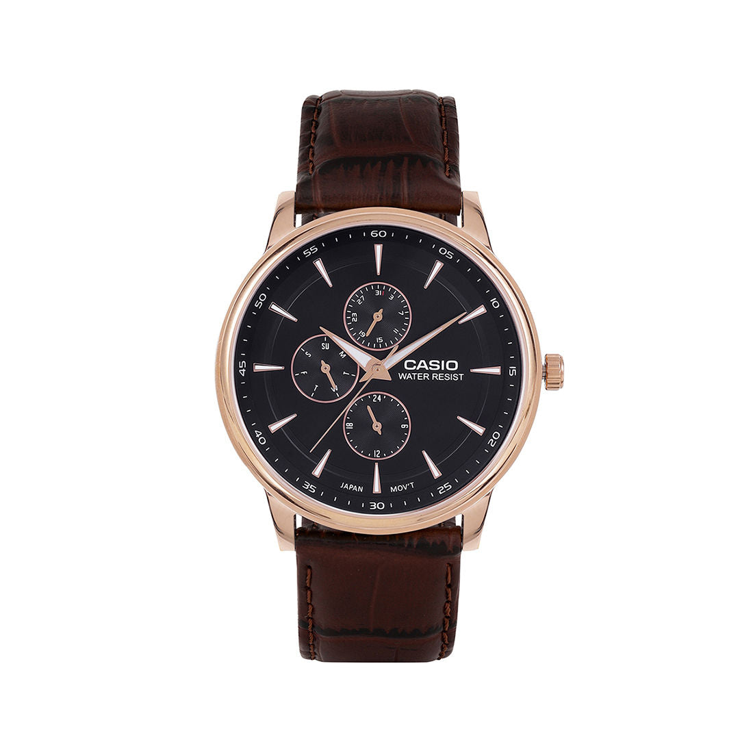 Casio Analog Black Dial Brown Leather Strap Men's Watch MTP-SN3KRL-1A - view 1