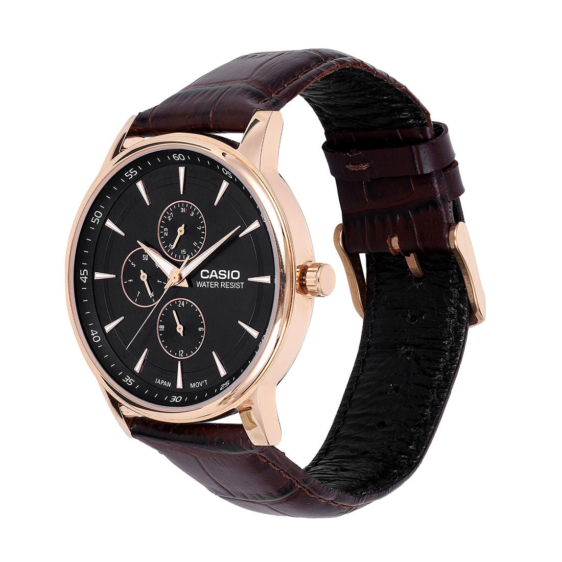 Casio Analog Black Dial Brown Leather Strap Men's Watch MTP-SN3KRL-1A - view 2