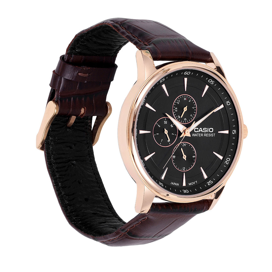 Casio Analog Black Dial Brown Leather Strap Men's Watch MTP-SN3KRL-1A - view 3