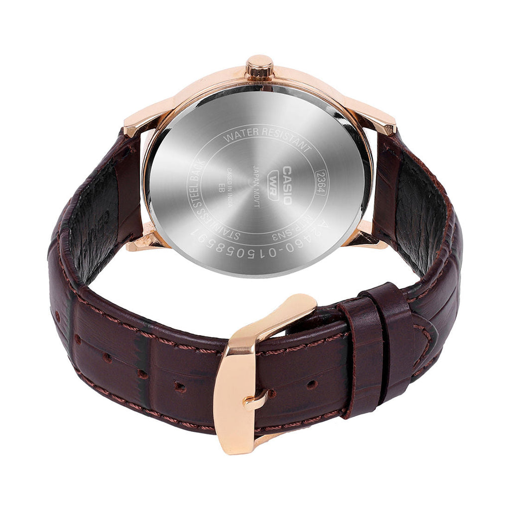 Casio Analog Black Dial Brown Leather Strap Men's Watch MTP-SN3KRL-1A - view 6