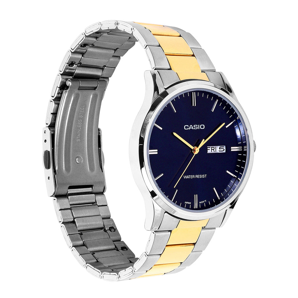 Casio Analog Blue Dial Two-Tone Stainless Steel Strap Men's Watch MTP-SN8YSG-2B - view 3