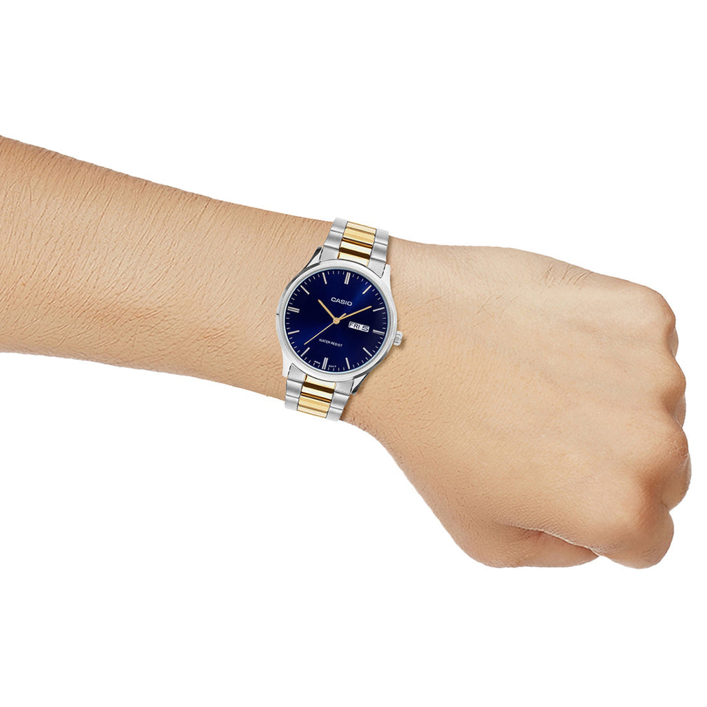 Casio Analog Blue Dial Two-Tone Stainless Steel Strap Men's Watch MTP-SN8YSG-2B - view 7