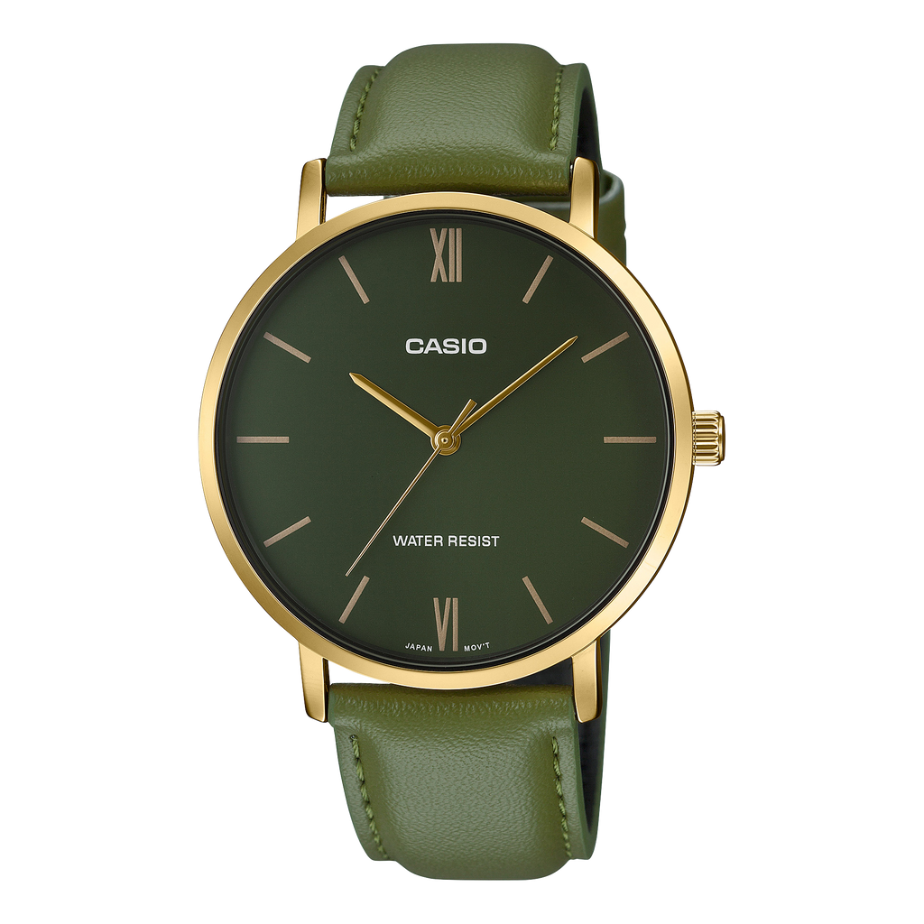 Casio Enticer Gold-Tone Case Leather Strap Men's Analog Watch MTP-VT01GL-3B – view 2