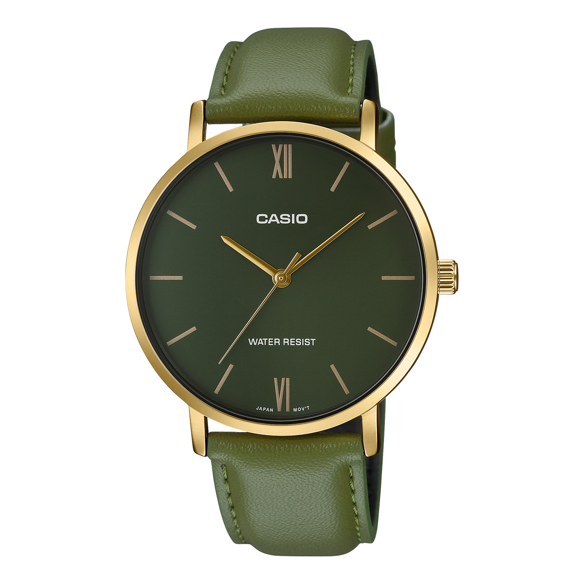 Casio Enticer Gold-Tone Case Leather Strap Men's Analog Watch MTP-VT01GL-3B – view 2