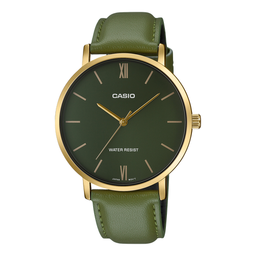 Casio Enticer Gold-Tone Case Leather Strap Men's Analog Watch MTP-VT01GL-3B – view 2