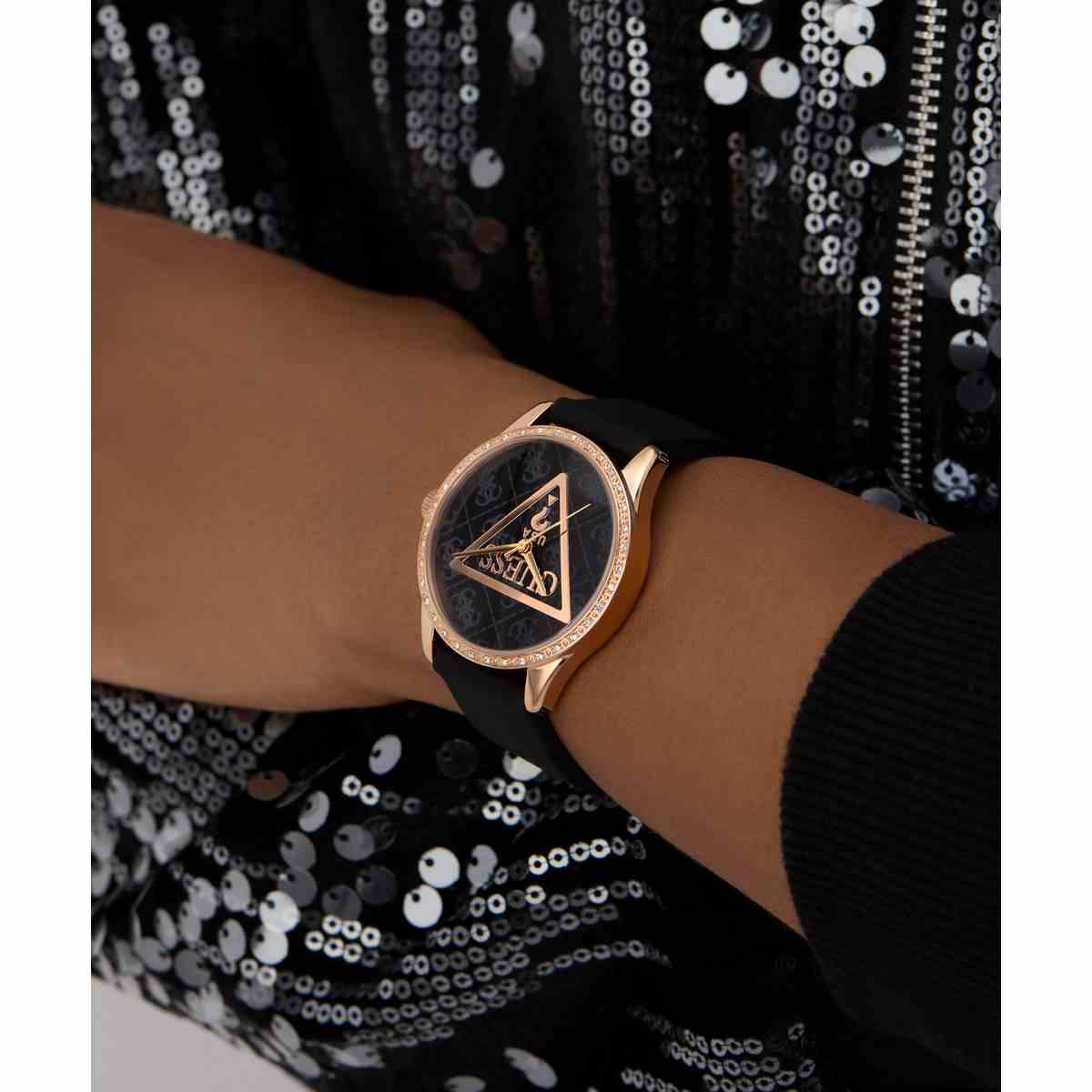 Guess Roxy Black Dial Black Silicone Strap Women's Watch GW0942L3 - view 6