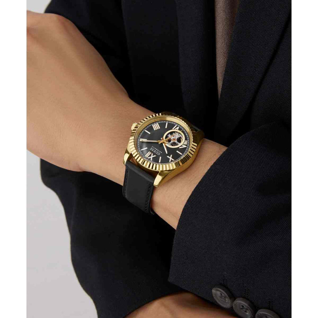 Guess Connoisseur Automatic Black Dial Leather Strap Men's Watch GW0985G2 - view 4