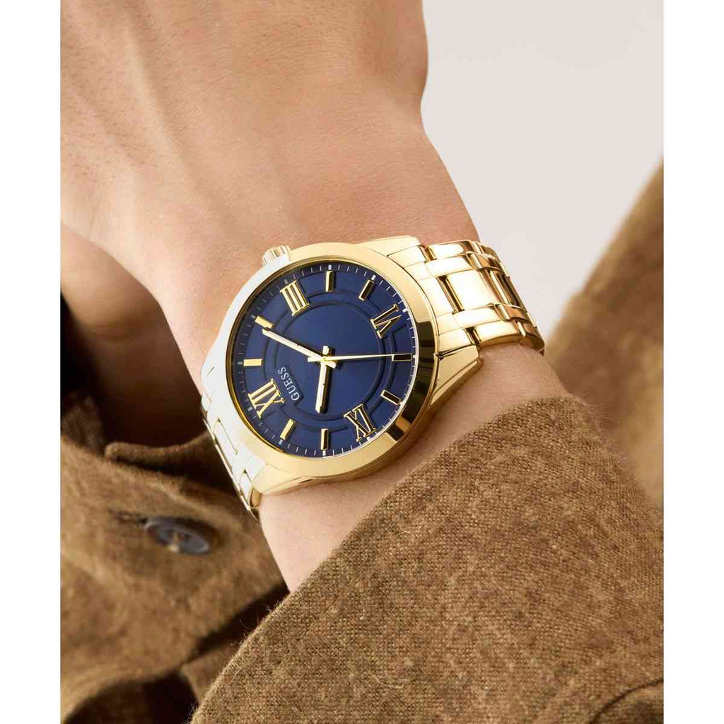 Guess Blue Dial Gold-Tone Stainless Steel Strap Men's Watch GW0893G5 - view 4