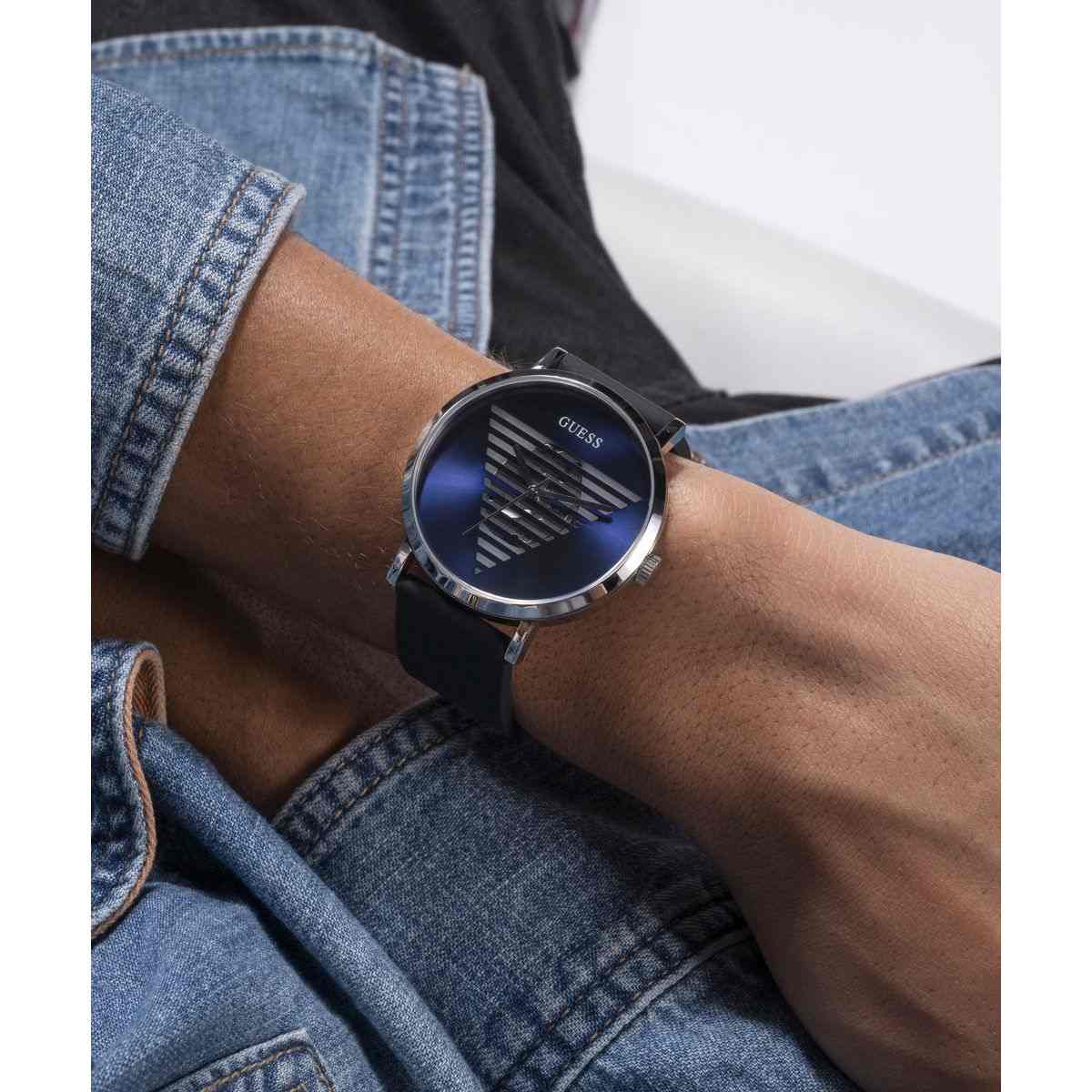 Guess Idol Blue Dial Black Silicone Strap Men's Watch GW0503G2 - view 5