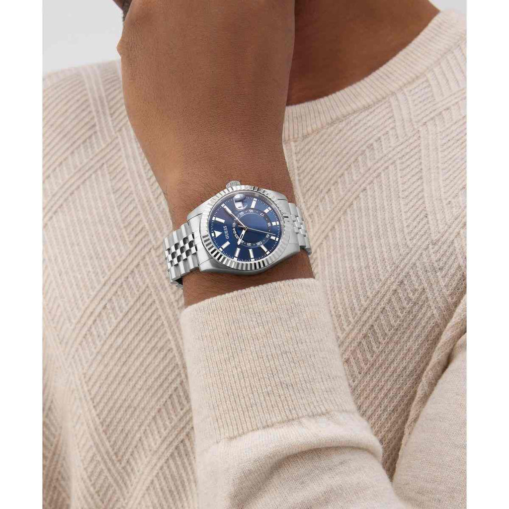 Guess Jaden Blue Dial Silver-Tone Stainless Steel Strap Men's Watch GW0977G1 - view 4