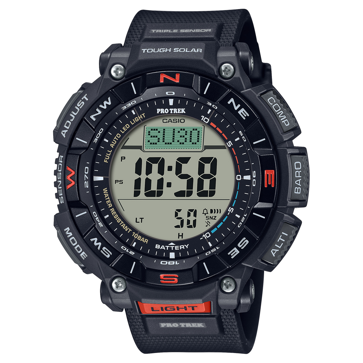 Casio Pro Trek Black Dial Bio-Based Resin Strap Solar Triple Sensor Men's Watch PRG-340-1 - view 1