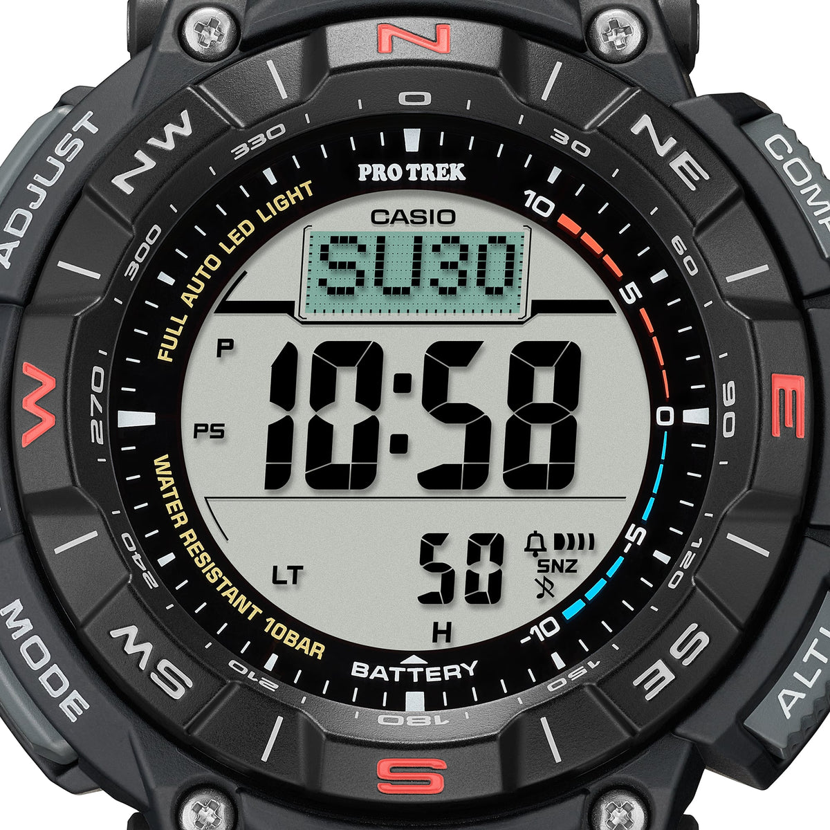 Casio Pro Trek Black Dial Bio-Based Resin Strap Solar Triple Sensor Men's Watch PRG-340-1 - view 4