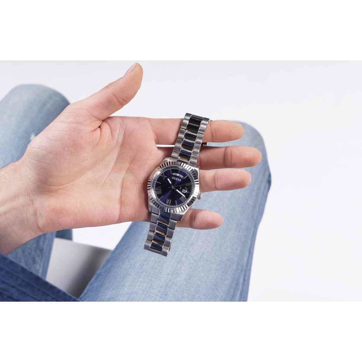 Guess Connoisseur Blue Dial Silver-Tone Stainless Steel Strap Men's Watch GW0265G7 - view 6