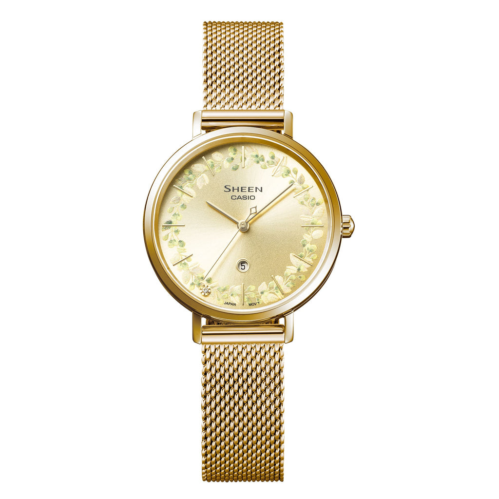 Casio Sheen Light Gold Dial Gold Stainless Steel Mesh Strap Women's Watch SHE-4539FGM-9A - view 2
