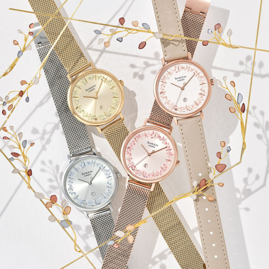 Casio Sheen Light Gold Dial Gold Stainless Steel Mesh Strap Women's Watch SHE-4539FGM-9A - view 3
