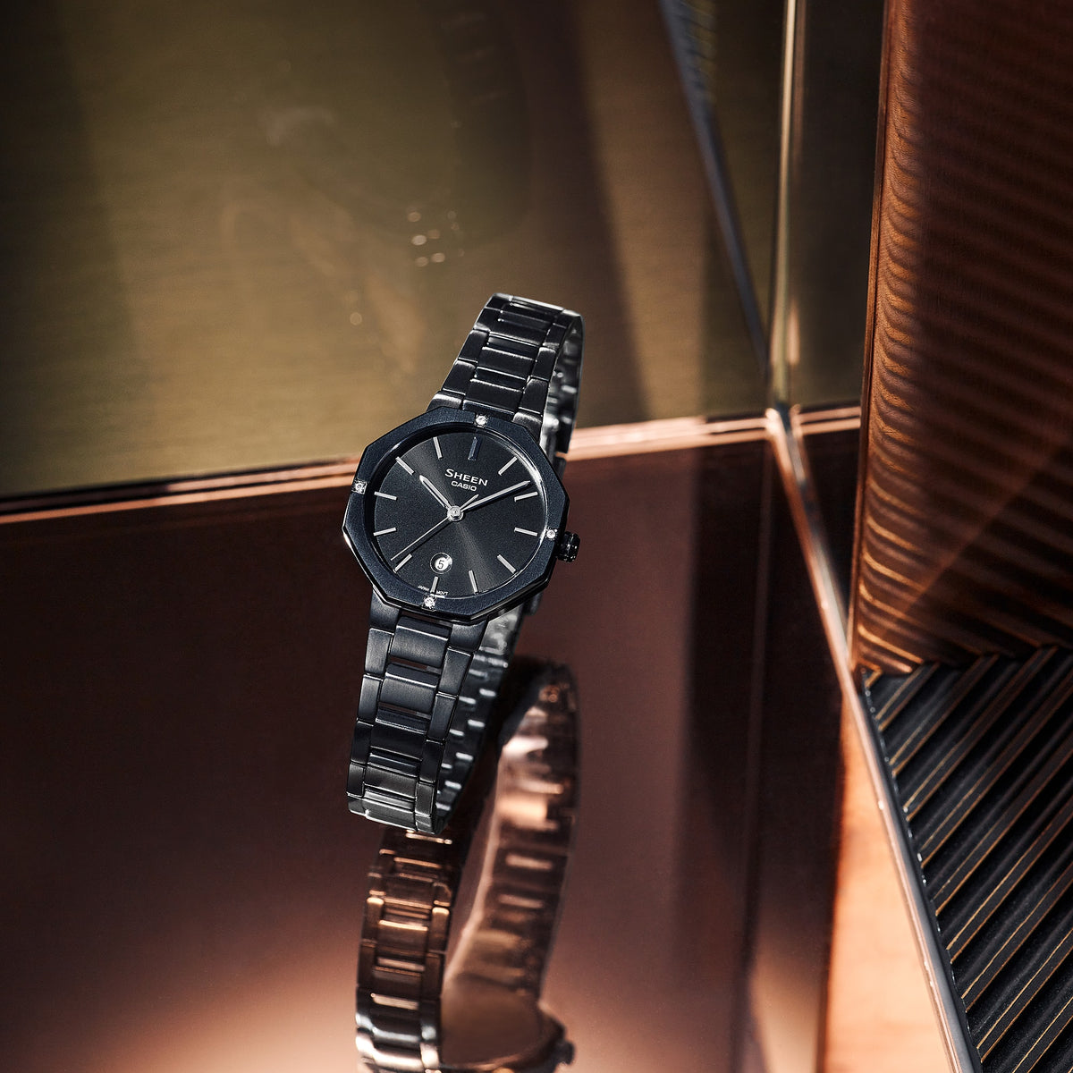 Casio Sheen Black Dial Black Stainless Steel Strap Women's Watch SHE-4543BD-1A - view 2