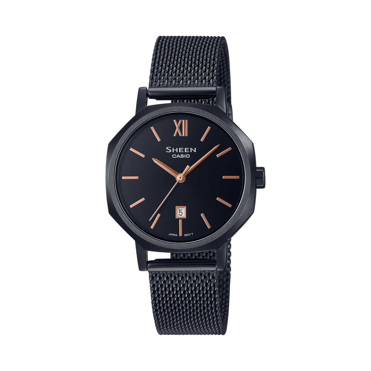 Casio Sheen Black Dial Black Stainless Steel Mesh Strap Women's Watch SHE-4554BM-1A - view 1