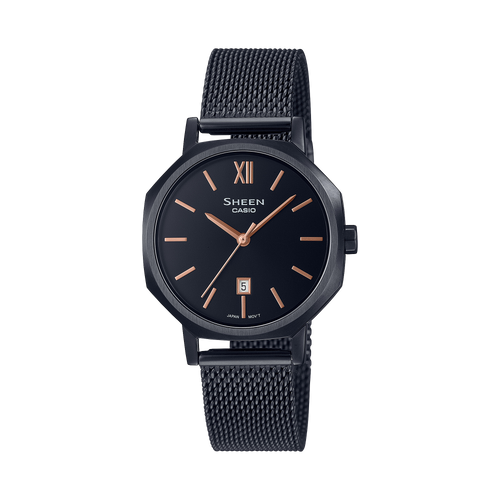 Casio Sheen Black Dial Black Stainless Steel Mesh Strap Women's Watch SHE-4554BM-1A - view 1