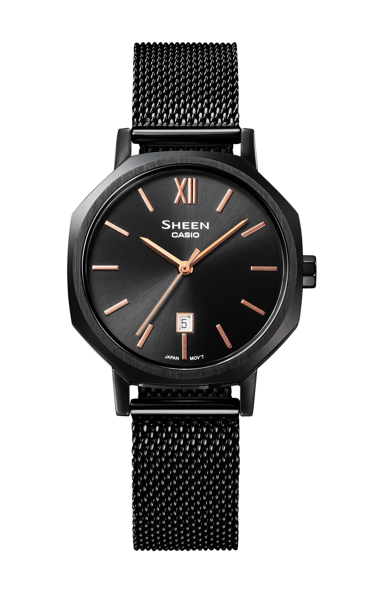 Casio Sheen Black Dial Black Stainless Steel Mesh Strap Women's Watch SHE-4554BM-1A - view 2