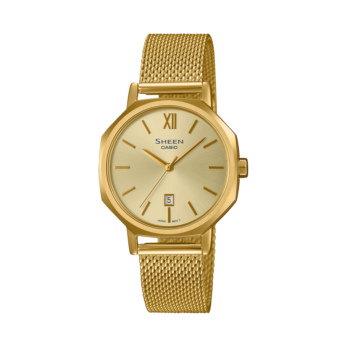 Casio Sheen Gold Dial Gold Stainless Steel Mesh Strap Women's Watch SHE-4554GM-9A - view 1