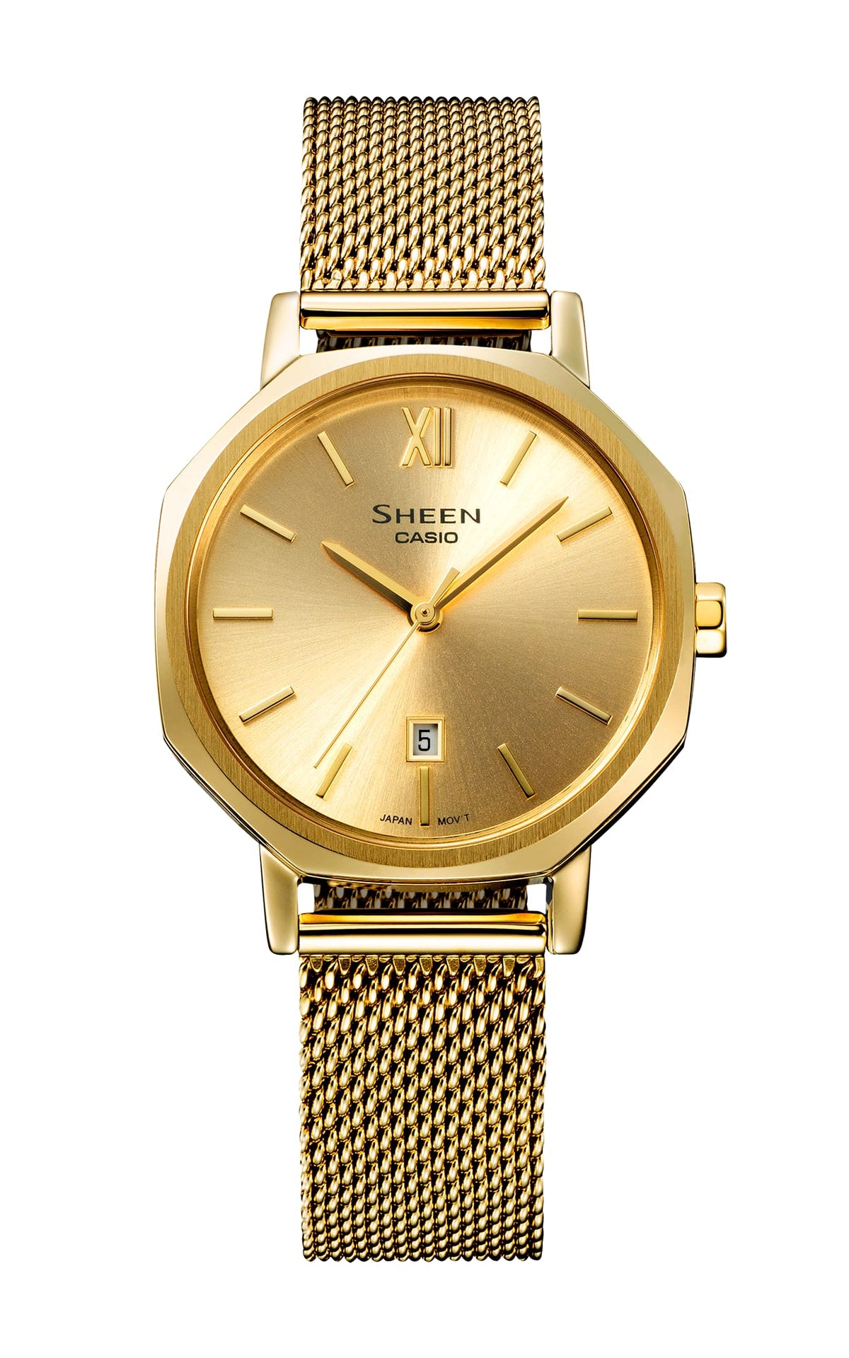 Casio Sheen Gold Dial Gold Stainless Steel Mesh Strap Women's Watch SHE-4554GM-9A - view 2