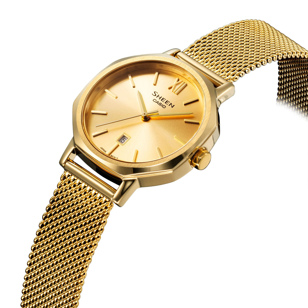 Casio Sheen Gold Dial Gold Stainless Steel Mesh Strap Women's Watch SHE-4554GM-9A - view 3