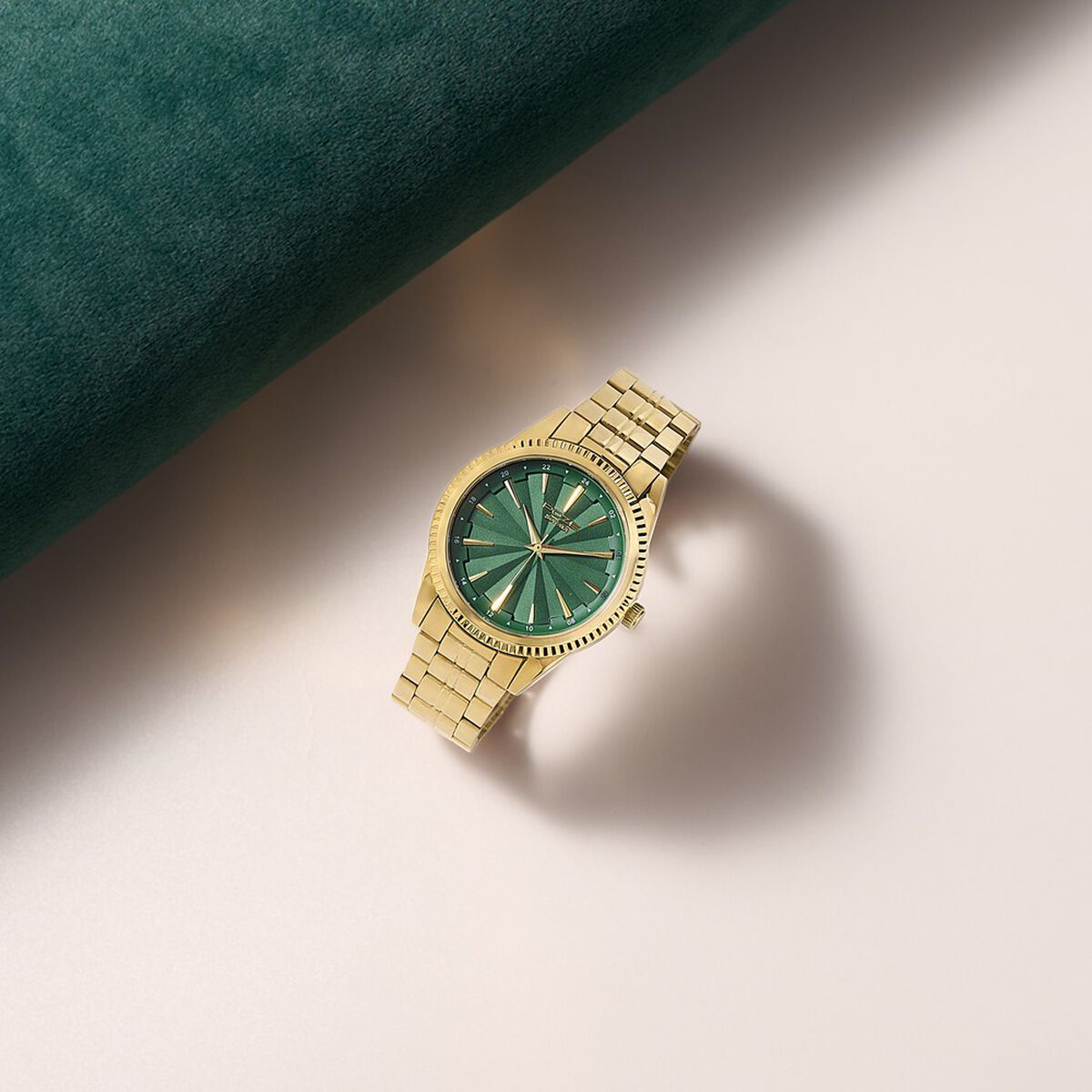 Sonata Poze Green Dial Gold-Tone Metal Strap Men's Watch SP70096YM01W - view 1