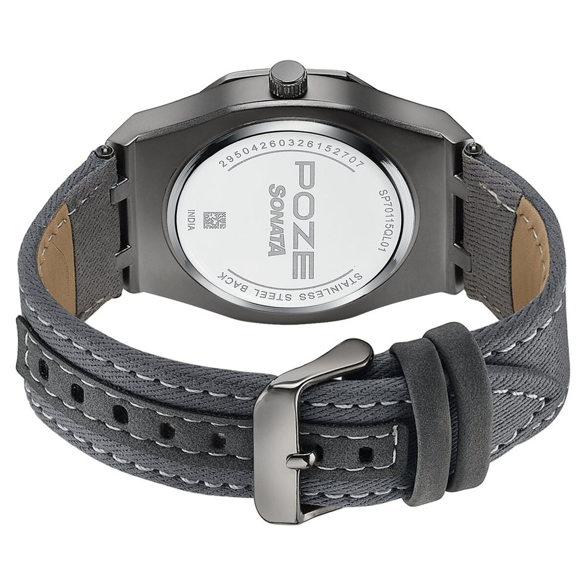 Sonata Poze Grey Dial Grey Denim Strap Men's Watch SP70115QL01W - view 7