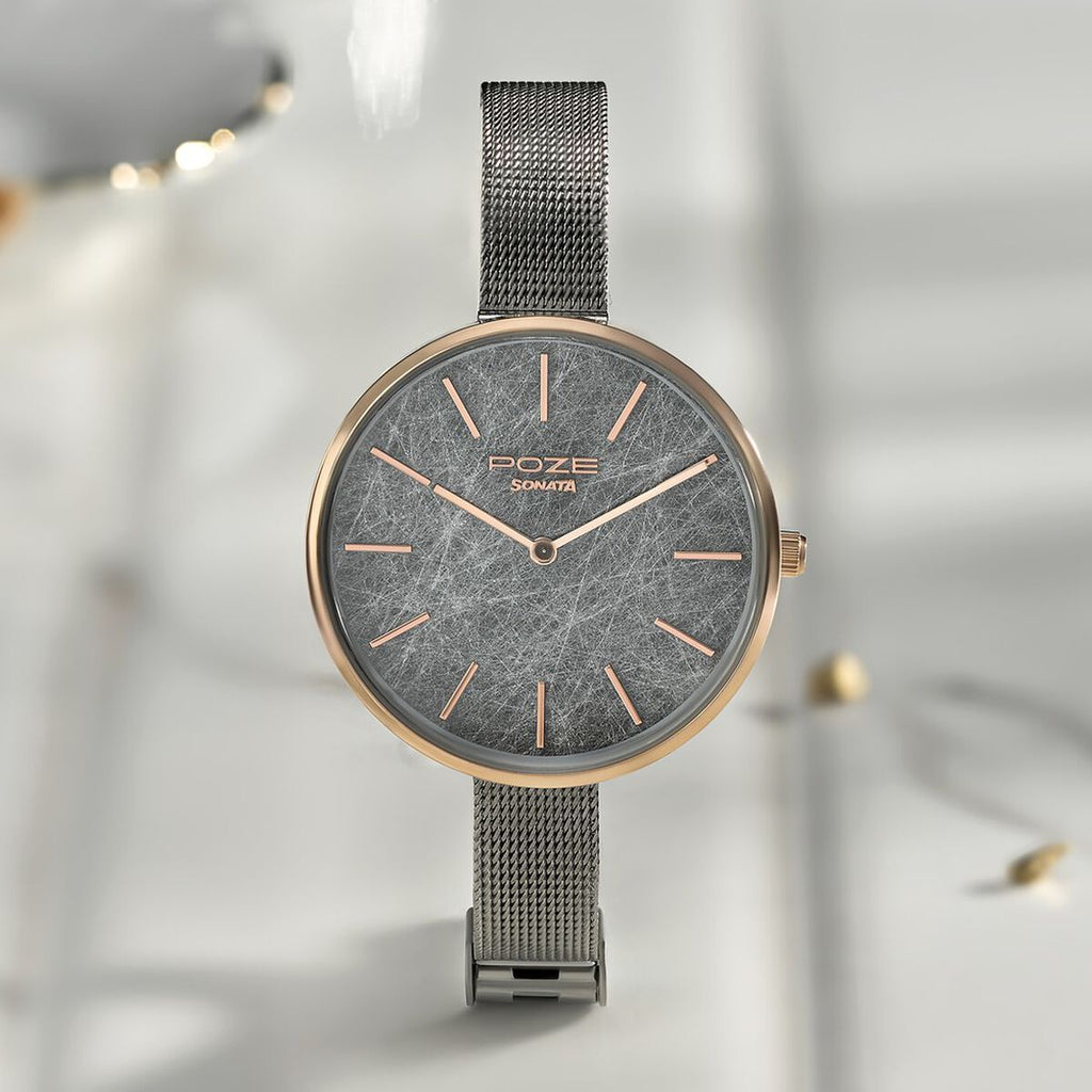Sonata Poze Multicoloured Dial Grey Mesh Strap Women's Watch SP80069KM01 - view 1